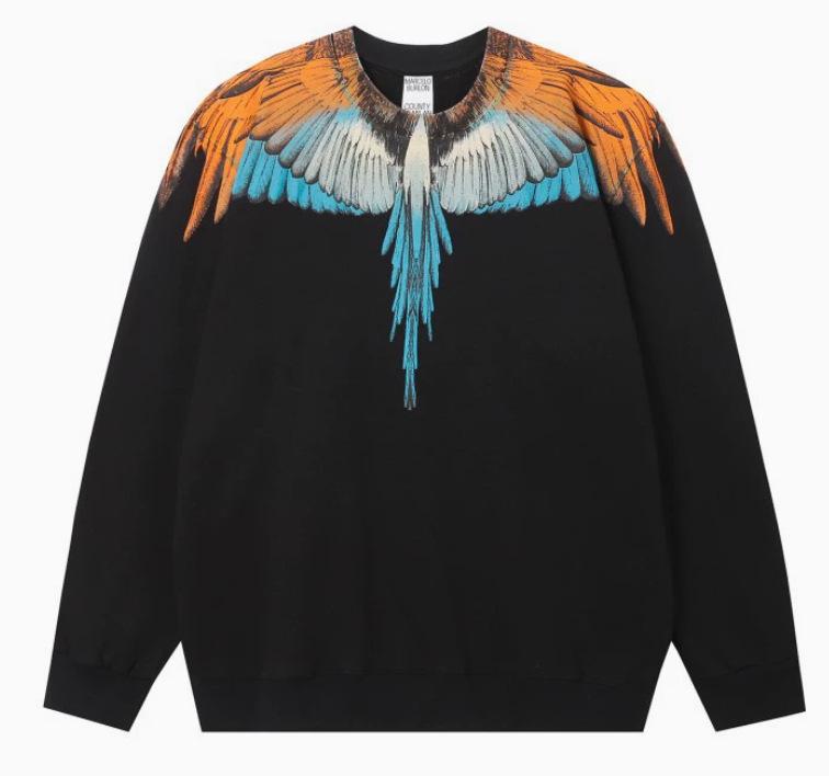 Felpa con cappuccio Marcelo Trendy Feathered Wings: Felpa girocollo unisex con motivo a fulmini e serpenti multicolore Phantom Wings.