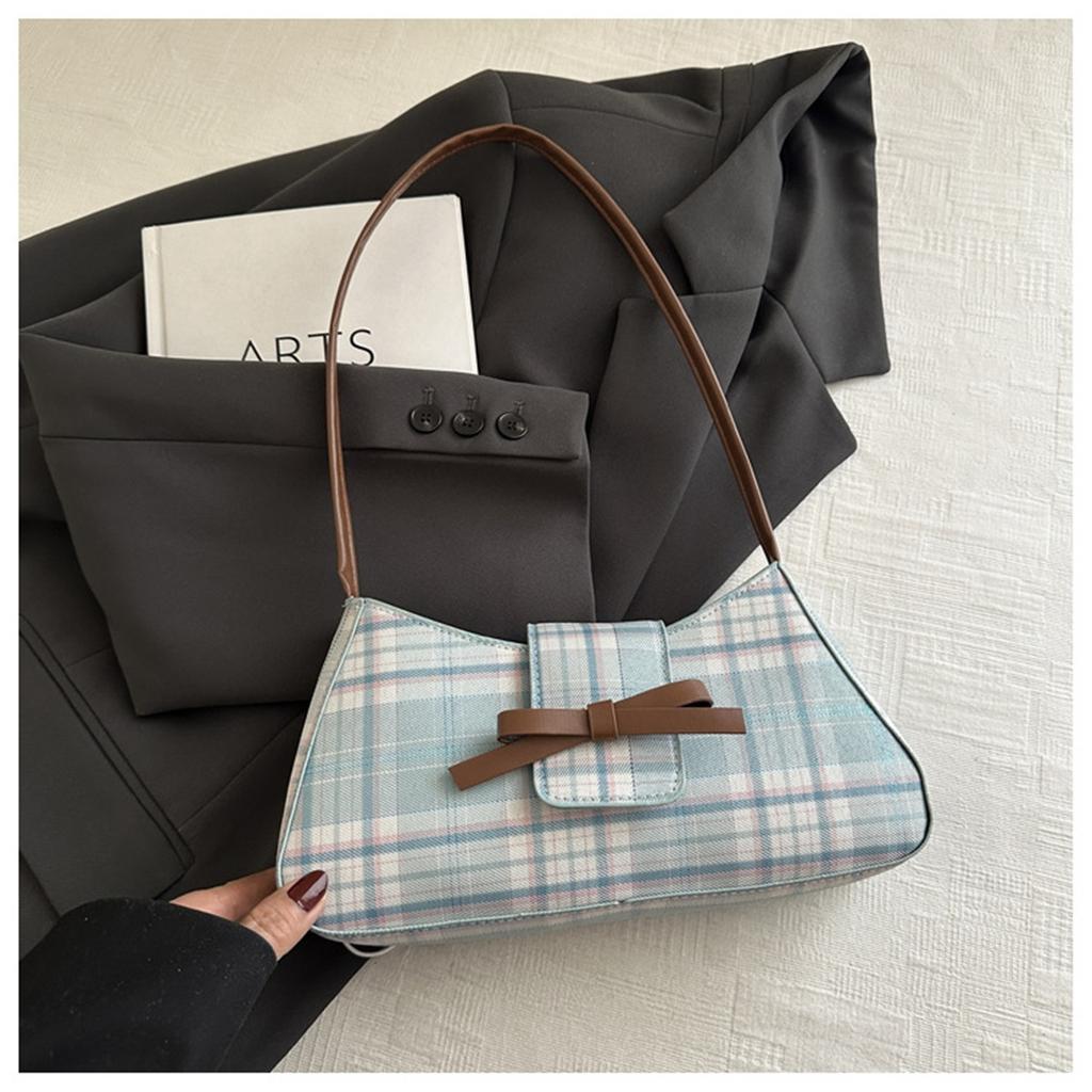 Casual Street Checkered Japanese Trend Simple Fashion Shoulder Armpit Crossbody Bag for Women