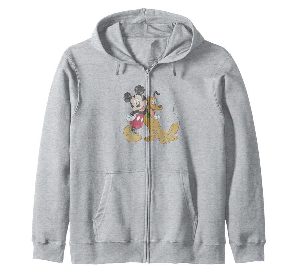 Disney Mickey & Friends Mickey & Pluto Buddies Antique Style Zip Hoodie