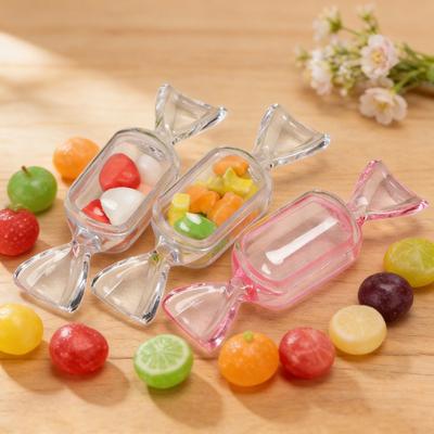 Caixa de Joias Transparente em Formato de Doce Mini Organizador de Joias Recipiente de Armazenamento de Doces de Plástico para Festa de Casamento