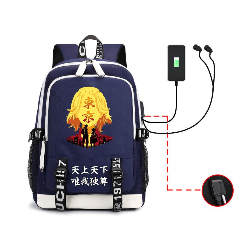 Anime, Avengers, Sano Manjiro Trend Backpack Usb Large Capacity Backpack