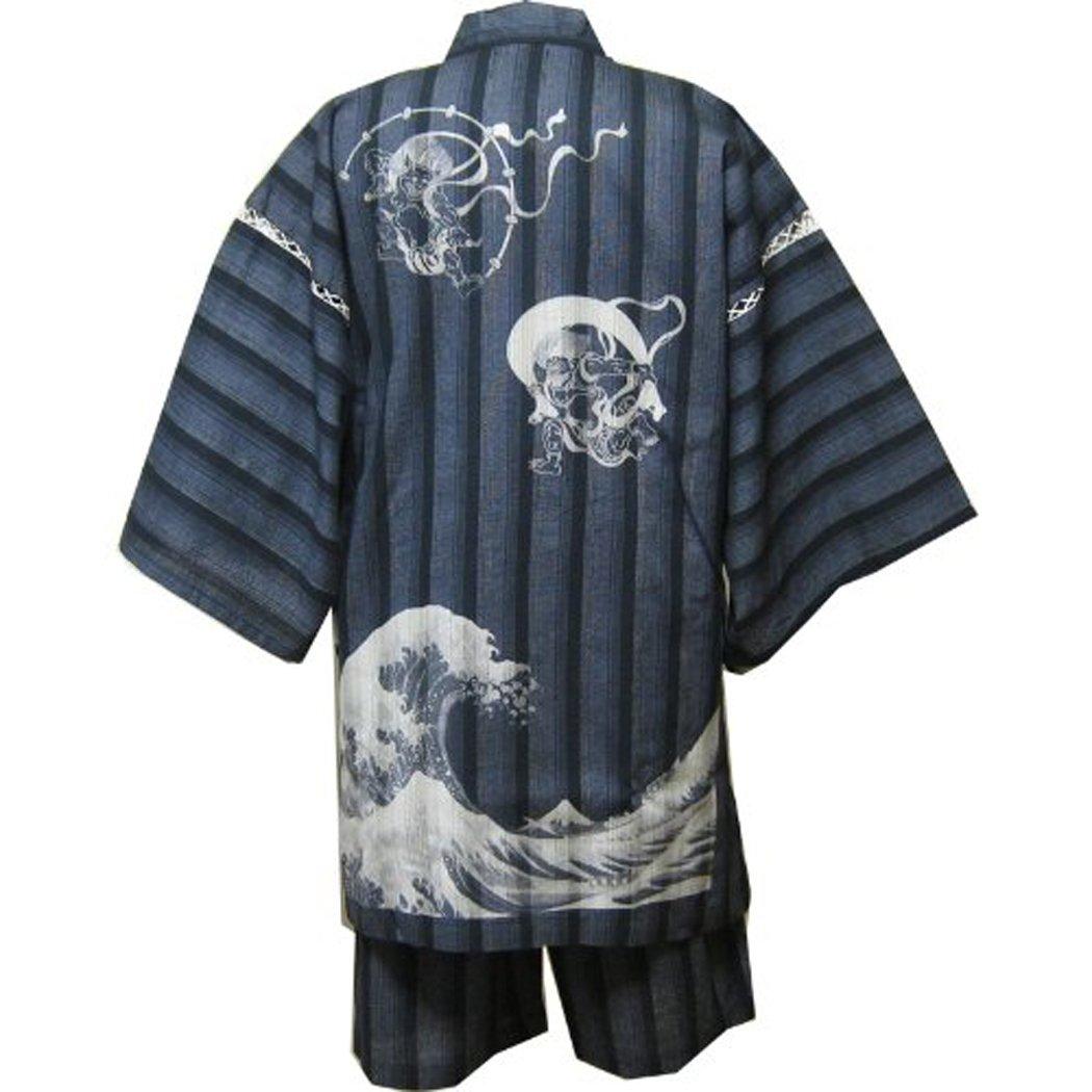 

Эдотэн Шиджира Кул Оригинал Японский Ветер Гром Волна Серый Размер 5L Джинбэй, Ткань, Лето, 100% Хлопок, Рисунок с Вытравкой, Бог, Бог, Дизайн,