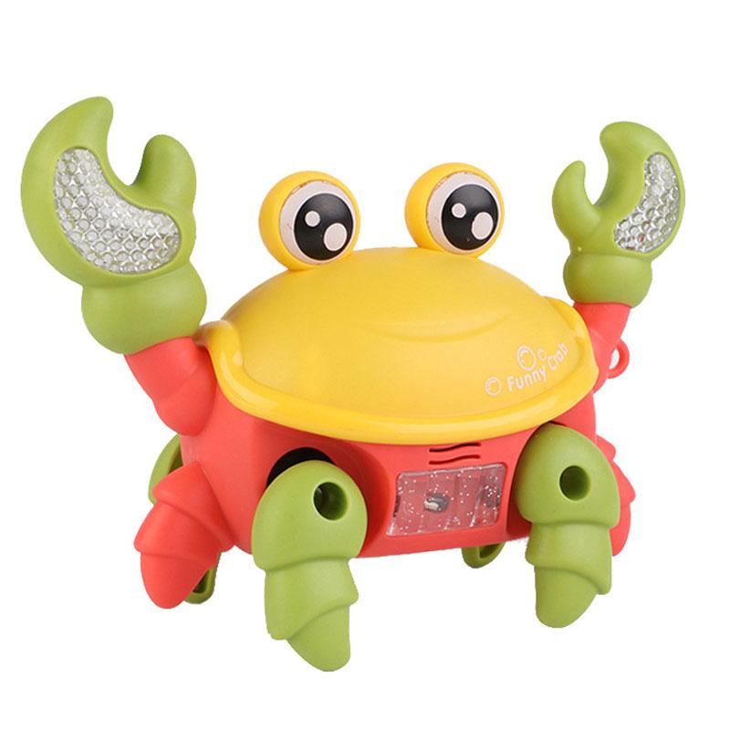 Elektrisches Omnidirektionales Cartoon Krabbenspielzeug für Babys mit LED-Lichtern Musik Bionische Bewegungen Pädagogisches Spaßgeschenk