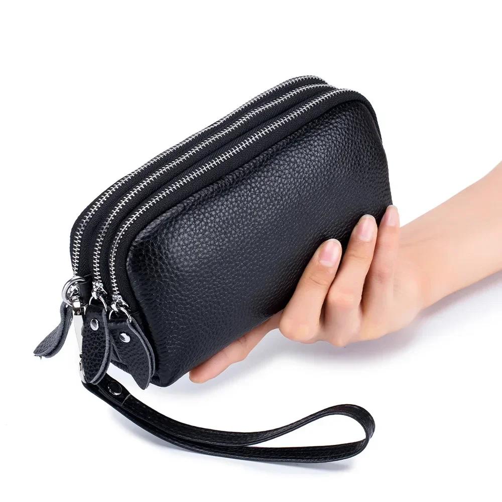 Women Handbag Women Long Wallet Genuine Leather Card Holder Large Capacity Zipper Coin Purse Multi Card Organizer Phone Bag