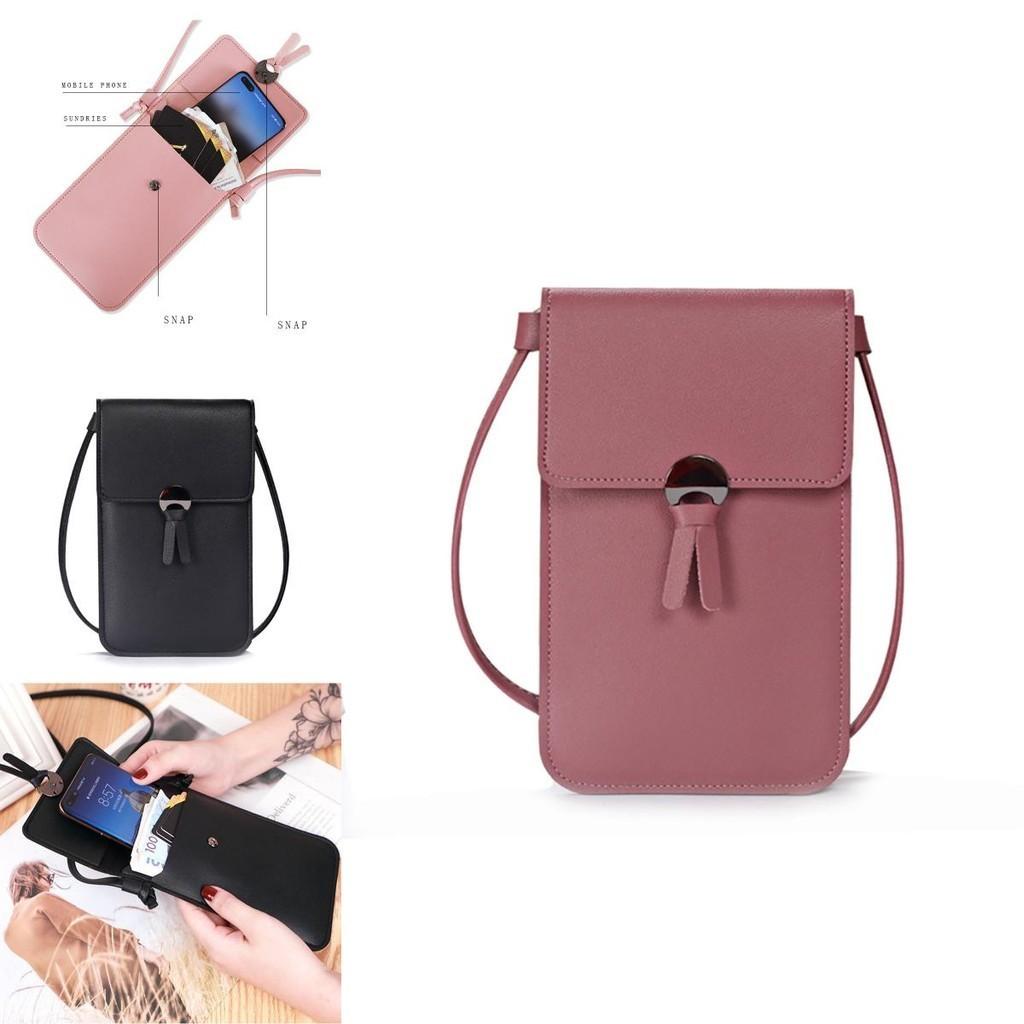 Women Transparent Touch Screen Mini Phone Pouch Shoulder Strap Mobile Bag With Snap Closure