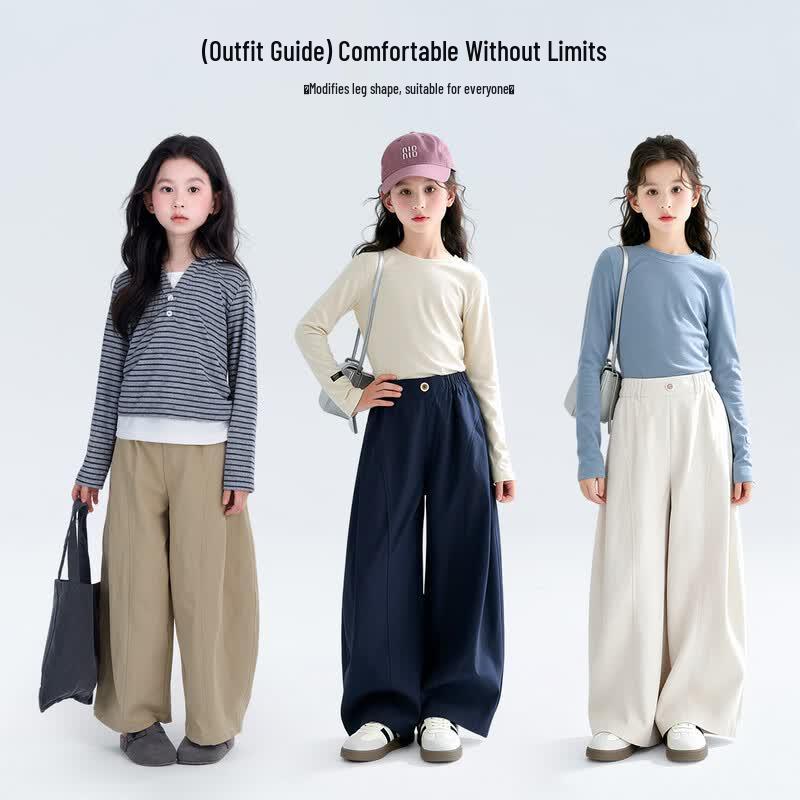 Tutu Xiaoxiang Girls' Casual Wide-Leg Long Pants