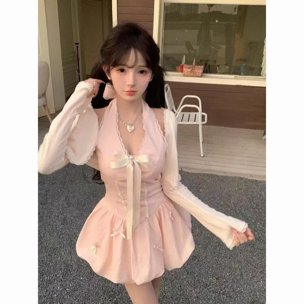 

2025 Korean Spring Princess Style Slim Fit Puffy Dress Cardigan XL