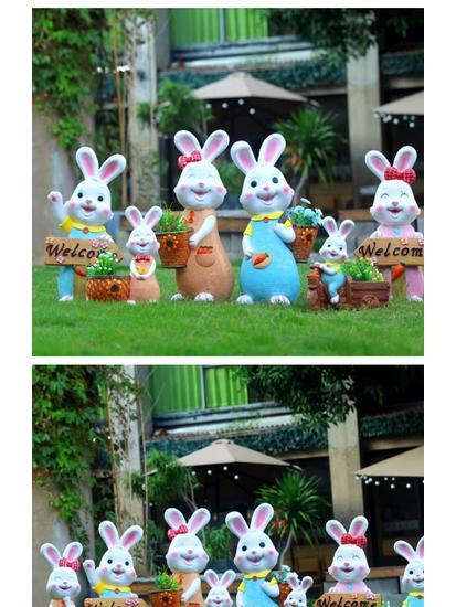 Outdoor Cartoon Rabbit Garden Decoration - Animal Flower Pot Sculpture for Kindergartens and Courtyards