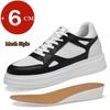 Men 6CM Height Increase Cow Leather Casual Elevator Shoes Summer Breathable Mesh & Leather Sneakers Comfortable Loafers