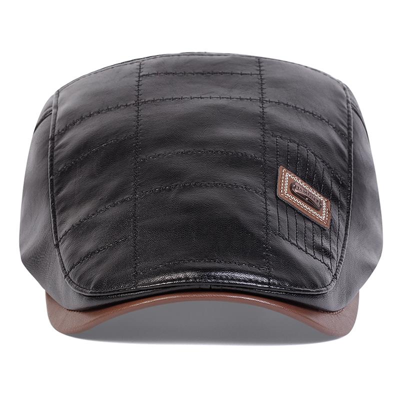 Newsboy Brand Latest Fresh Leather PU Faux School Old Vintage Men Caps Jamont Labeling British Painters Hats Spring Autumn Side Adjustable Flat Cap