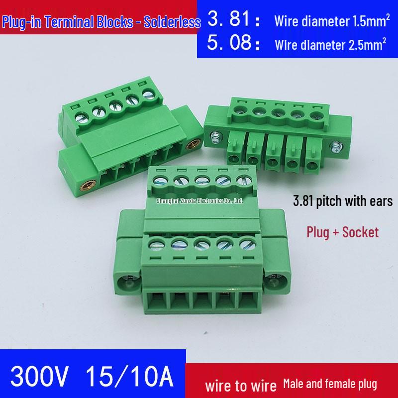 3.81mm Through-Wall Terminal Block with 5.08mm Ear Connector & Solderless Plug-in 2EDGWC