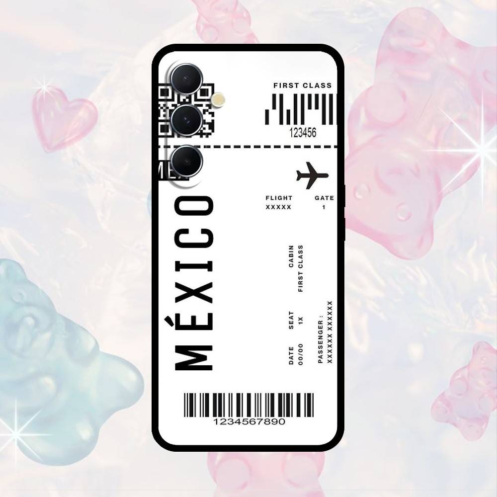 Funny World City Tourist Ticket Label Phone Case For Samsung S25,S24,S21,S22,S23,S30,Ultra,S20,Plus,Fe,Note,10,9,5G Black Cover