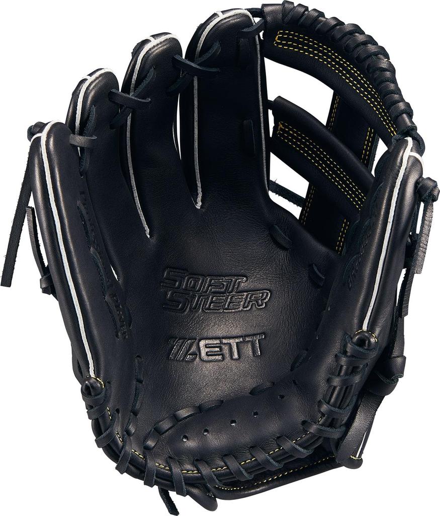 ZETT Soft Steer Baseball Black Size 4 Glove, All-Around, Left-Handed Throw, (1900), (BRGB35520F)