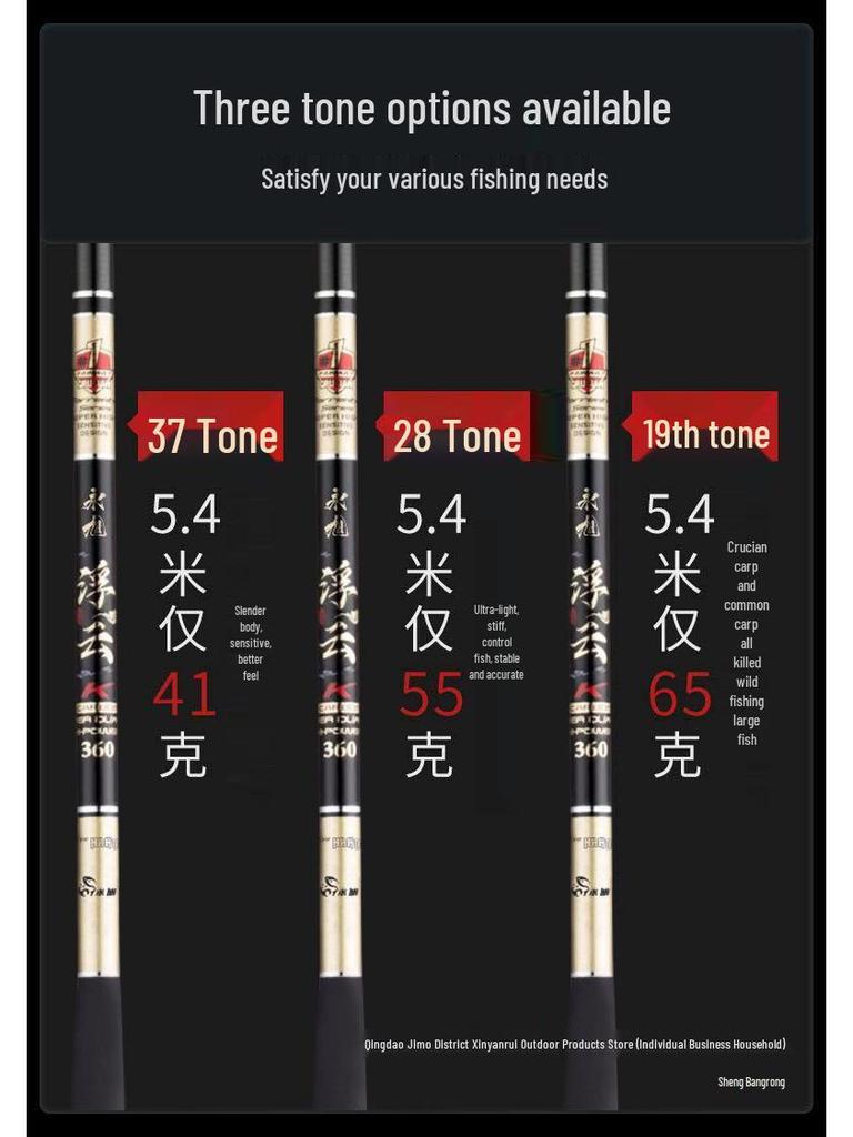 Ultra-Thin Carbon Fiber Fishing Rod: 28/37-Tone Long Section, 19-Tone Super Hard—Ideal for Crucian Carp and Taiwan Fishing.