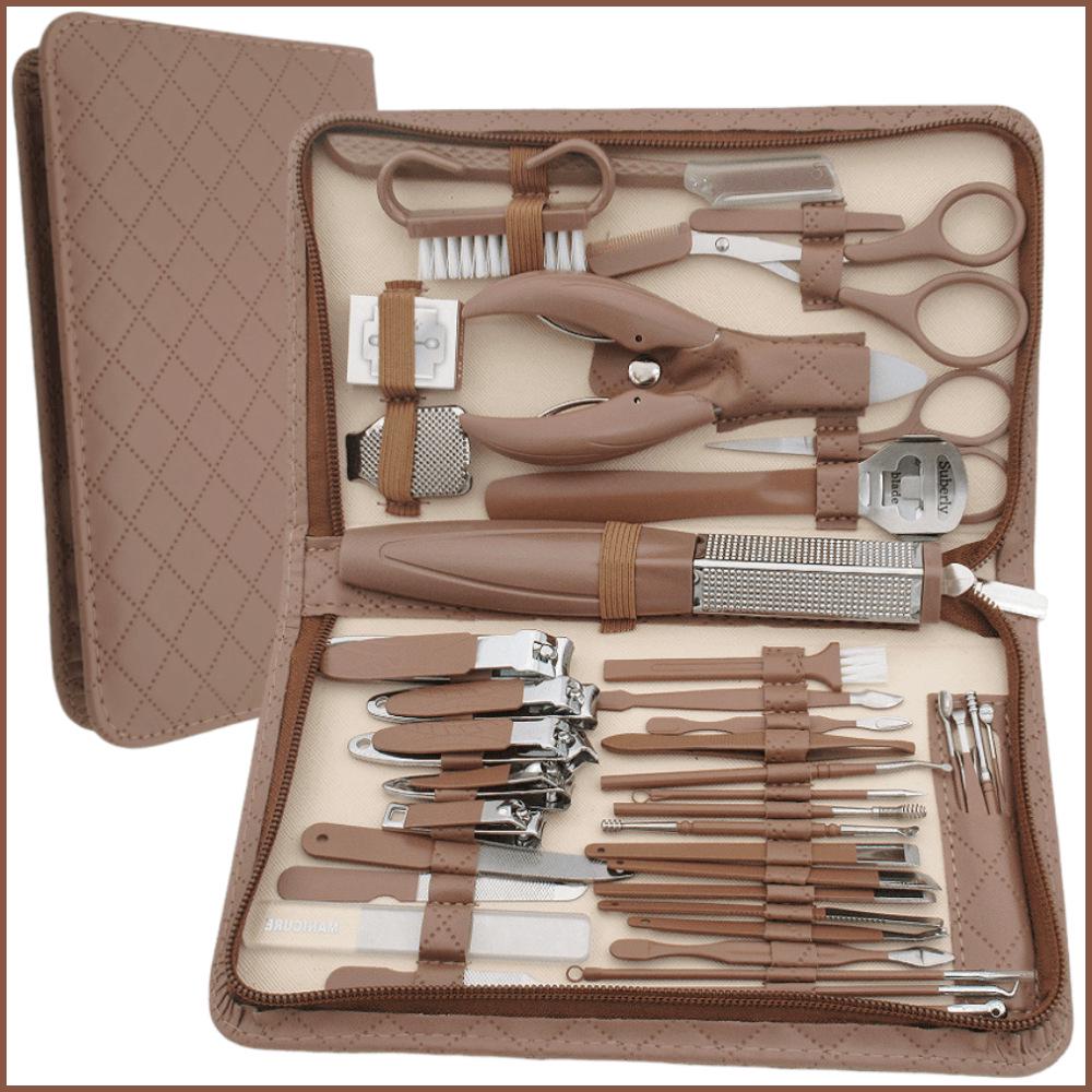 16-Piece Multifunctional Manicure Set: Eyebrow Trimmer, Nail Clippers, Beauty Scissors, Glass File, Foot Planer, Nail Groove Pliers.
