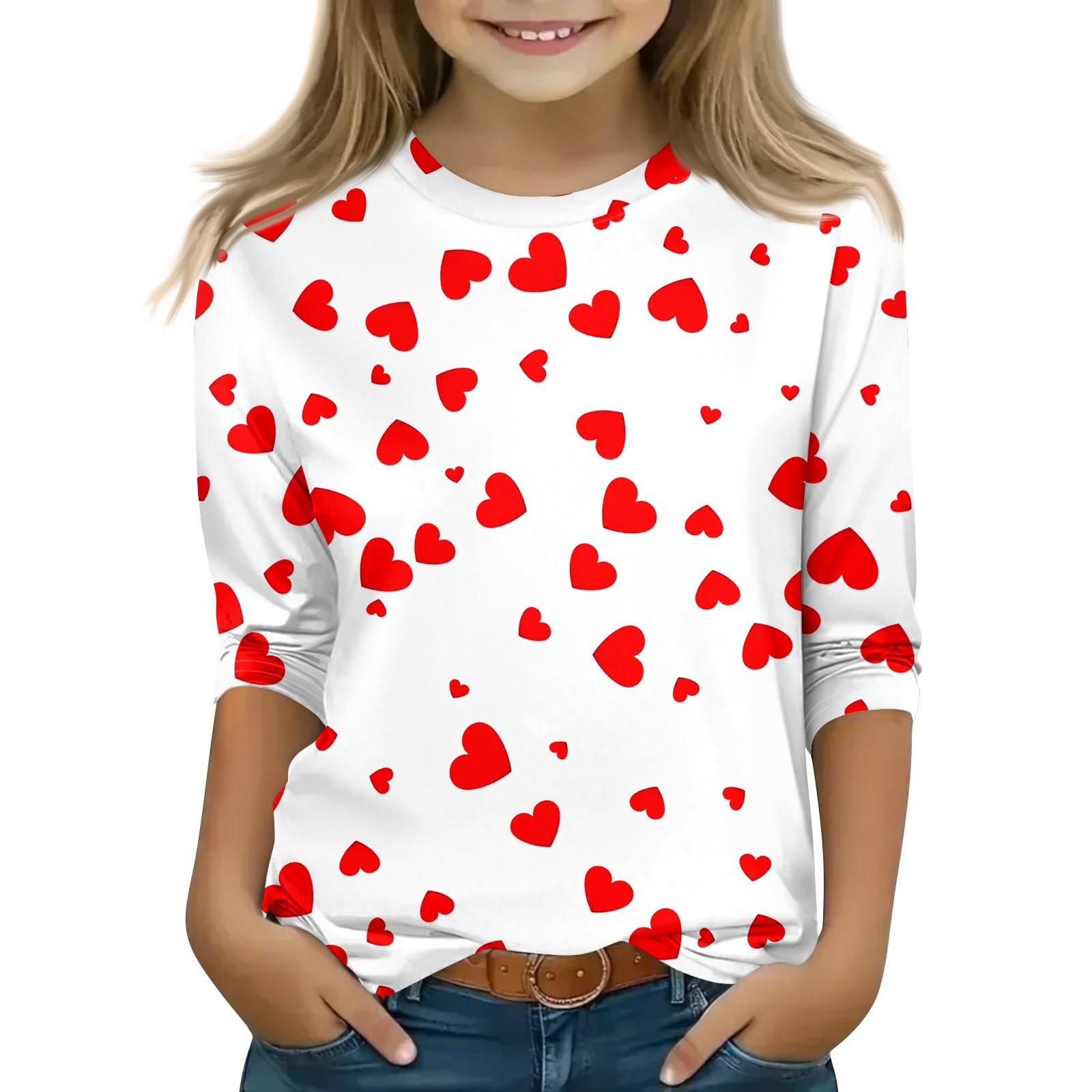 

Топы с принтом для девочек 5-16 лет с круглым вырезом и рукавами 3/4 Футболки Модные топы Наряды Футболки 140