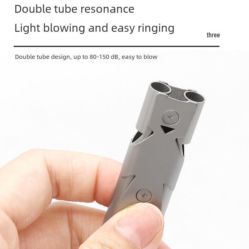 Vysokofrekvenční nerezová píšťalka pro přežití: Venkovní EDC nástroj s dvojitou trubicí pro záchranu života a výcvik