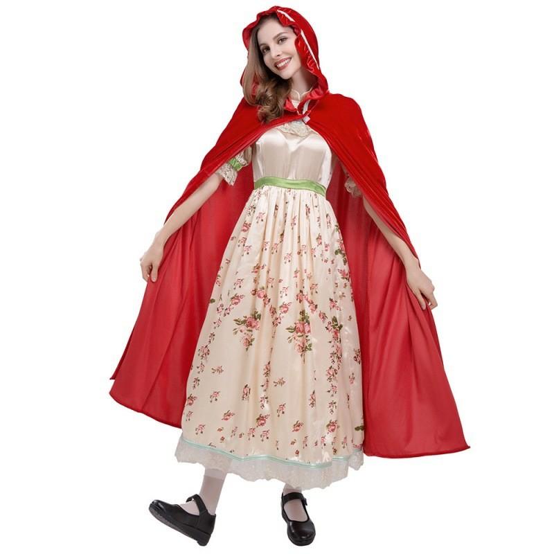 

Красивый костюм Красной Шапочки с длинной юбкой для взрослых мероприятий, ролевых игр XL