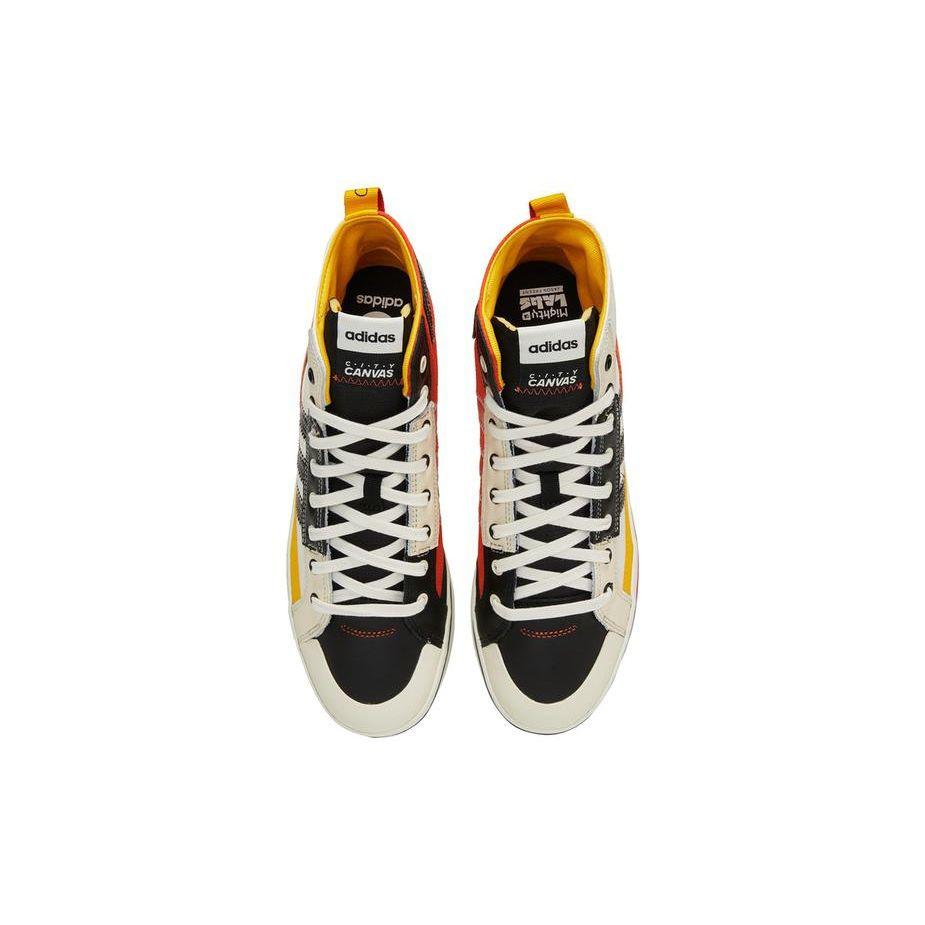 Adidas Neo City Canvas Hi Fabric Leather Comfortable Casual Slip Resistant Durable Mid Top Skate Shoes Unisex Sneakers White Black Orange GY2187