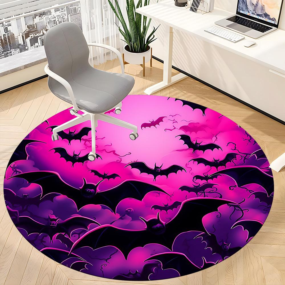 1pc Bat Swarm Office Round Area Rug, Indoor Mat Suitable ForOffice, Under Office Chairs Bedroom Living Room Home Decor T150