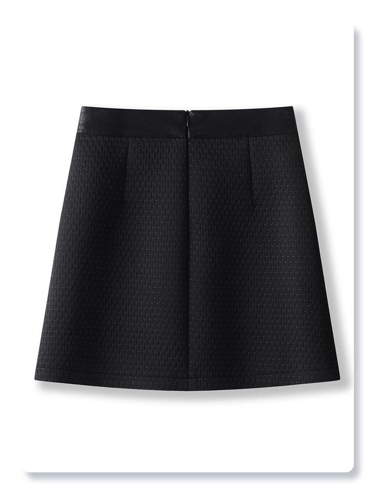 2024 Women's Khaki Suede Leopard Print Woolen Midi Skirt - New Autumn/Winter A-line Bodycon Design