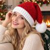 Christmas Santa Hats Elastic Claus with Pom Knitted Hat for Adults Pom Party Women Men