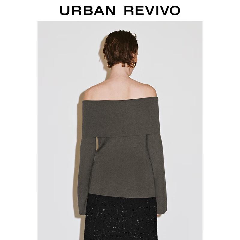 Damen schulterfreies enges Strickoberteil mit Rüschenärmeln