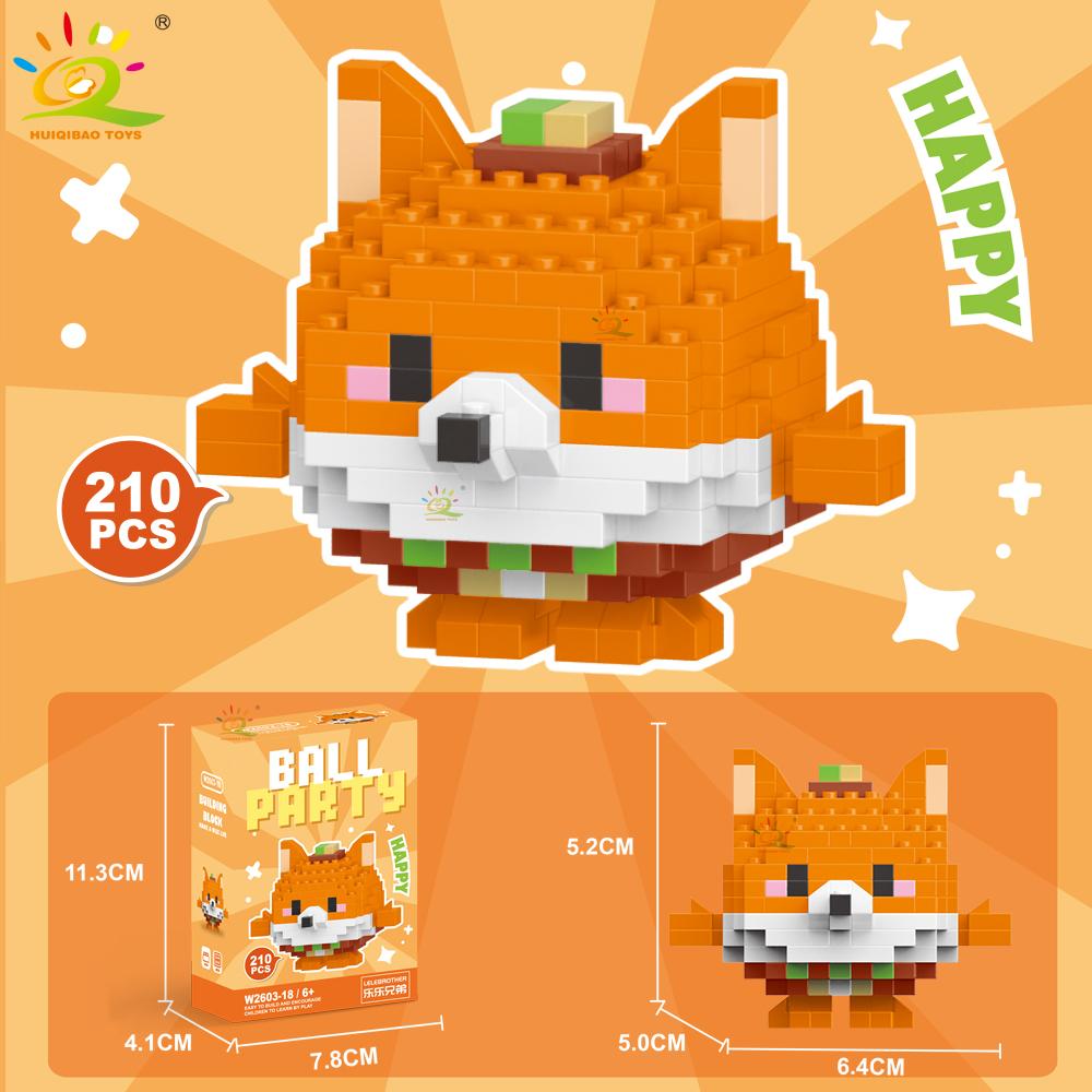 HUIQIBAO Mini Cute Animal Micro Building Blocks 3D Diamond BEE Cat Panda Model Bricks DIY City Construction Toys for Children