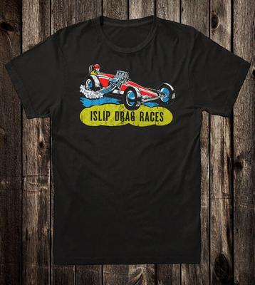 T-shirt Hot Rod Retrò Gara di Accelerazione Corse Islip NY Pista di Accelerazione