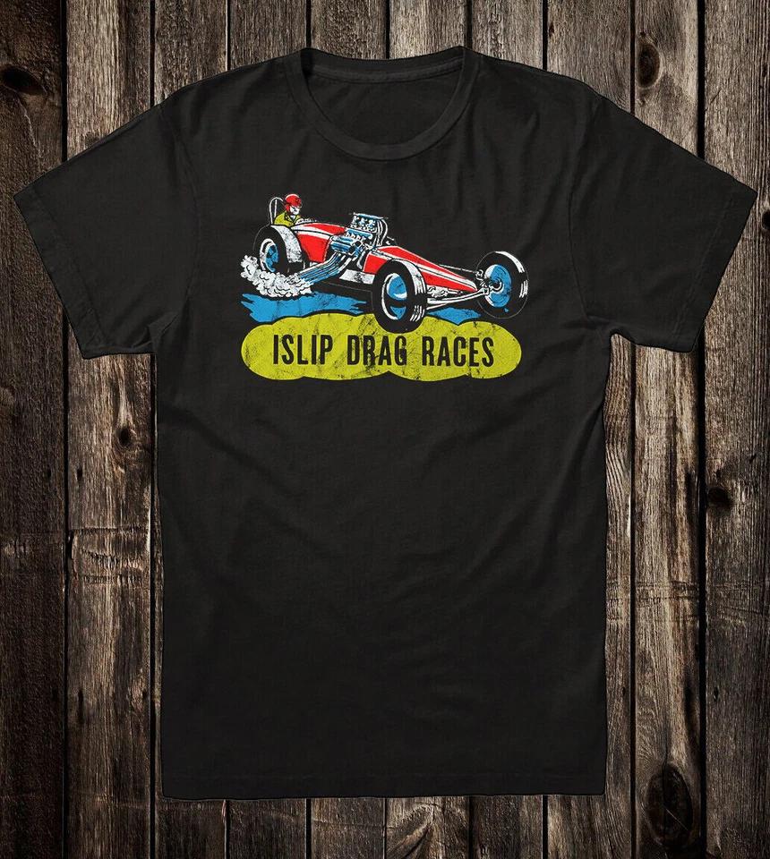 Retro Hot Rod Tee T Shirt Drag Race Racing Islip NY Races Dragstrip L