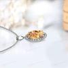 Citrine Pendant For Women Oval Shaped Citrine Nacklaces Art Deco Citrine Halo We
