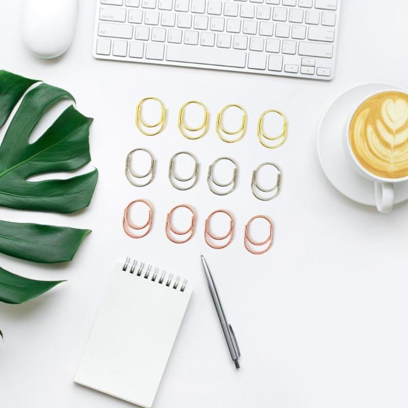 24Pcs Decorative Paper Clip Small Paperclips Metal File Clamp Book Marker Clips for Document Picture Photo Organization