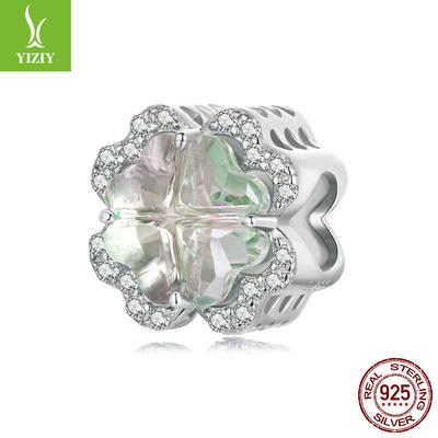 Piccole Perline per Braccialetti Fai da Te Quadrifoglio Fresco, Semplici Classiche Perline Sciolte in Argento S925 Portafortuna