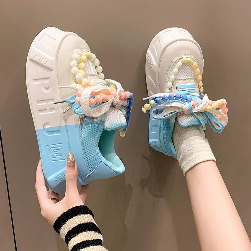 Fashion High Quality Womens Casual Sports Shoes Cherry Blossom Pink Cute Platform Shoes Fashion Versatile Trendy Lace Up Womens Sneakers