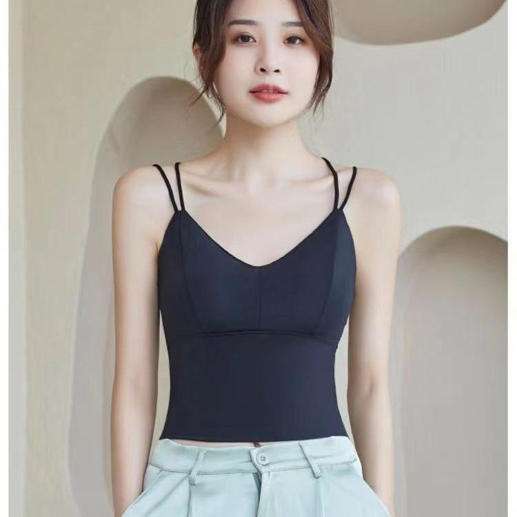 Letný tielko s vypchávkami na prsia z ľadového hodvábu, crop topy s halter krkom, dámske letné camisole, camisole bez chrbta, módne bandeau, dámska crop vesta bez rukávov