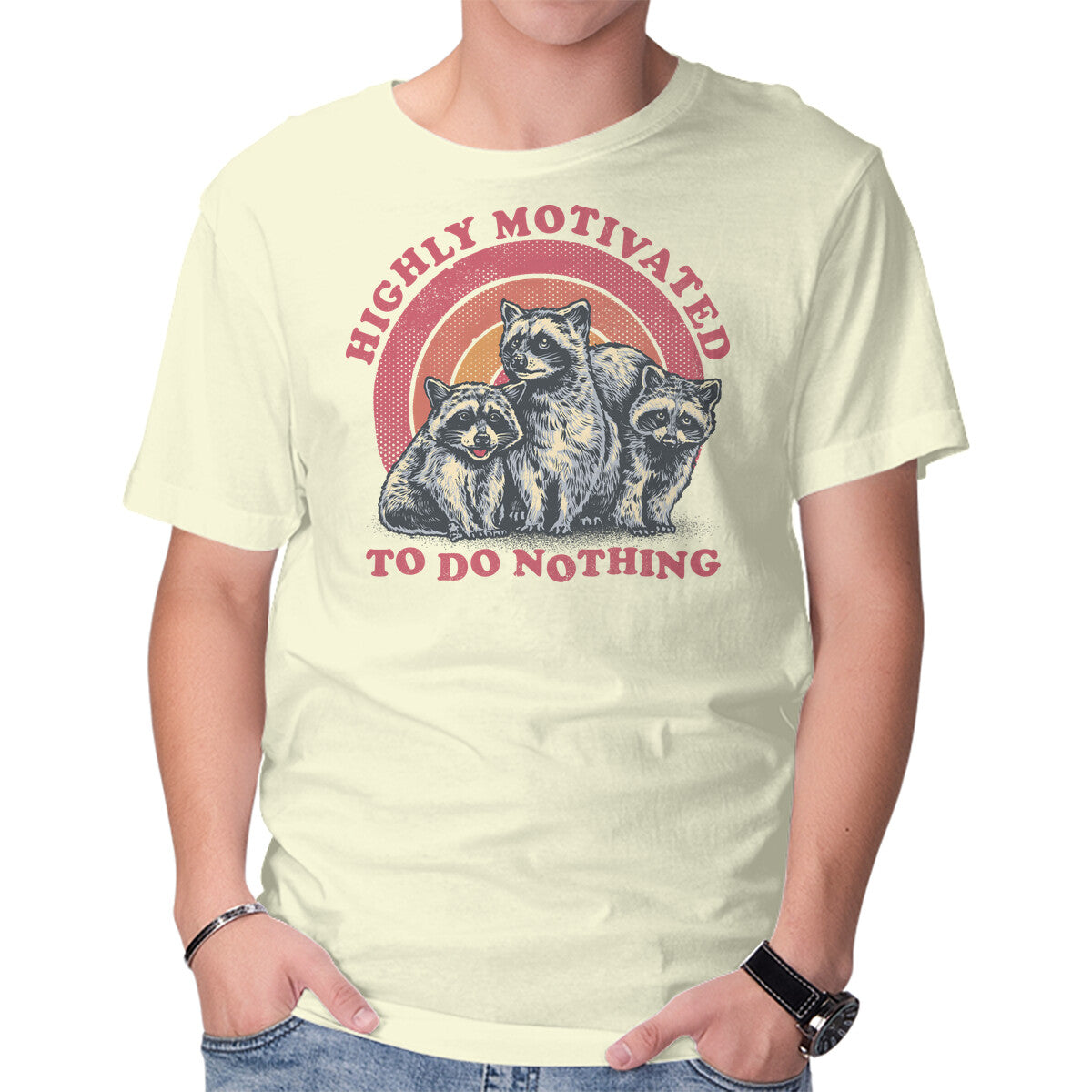 Unisex Crew Neck T-Shirt Highly Motivated To Do Nothing Graphic Short Sleeve Casual Tee L