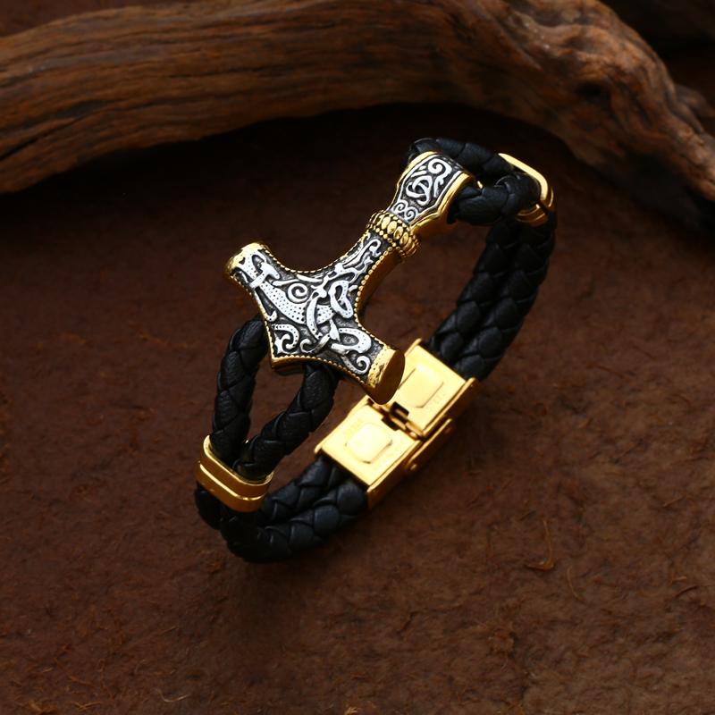 Nordic Stainless Steel Bracelet Popular Jewelry Design for Men Thor's Hammer Jewelry