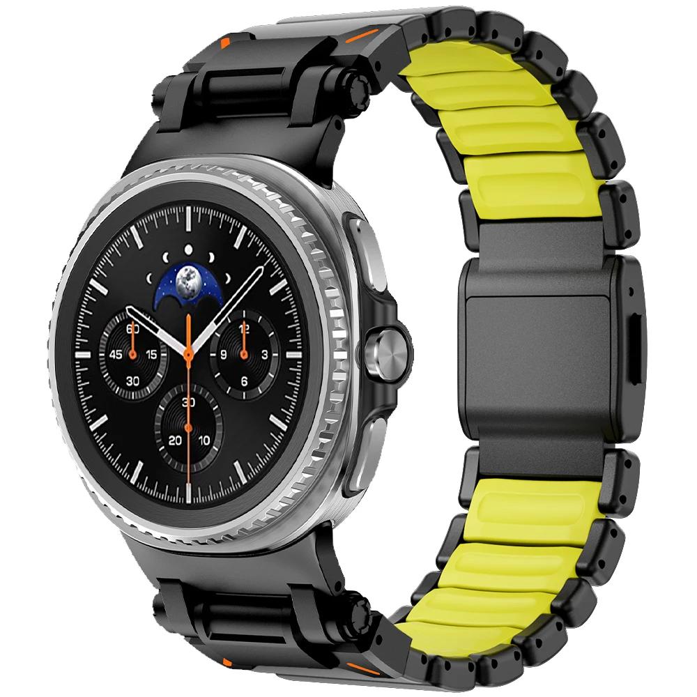 Luxury Titanium+Silicone Strap for Samsung Galaxy Watch 8 Classic 46mm 8 44/40mm Metal Men Band for Galaxy Watch Ultra 2025 47mm