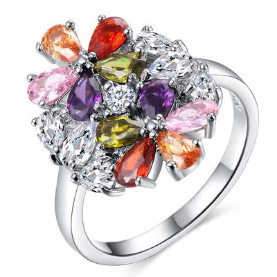Multicolored Zircon Ring AAA Zircon Ring Europe and  High End Ring Ring