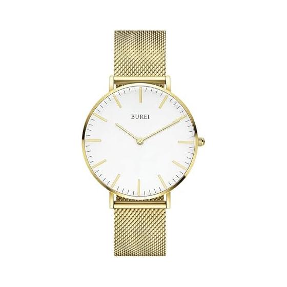 BUREI Women s Watch, Analog, Japanese Quartz, Waterproof, Mesh Band, Stylish, Brand, Casual, Commuting to Work or School, Watch for Women, Thin,