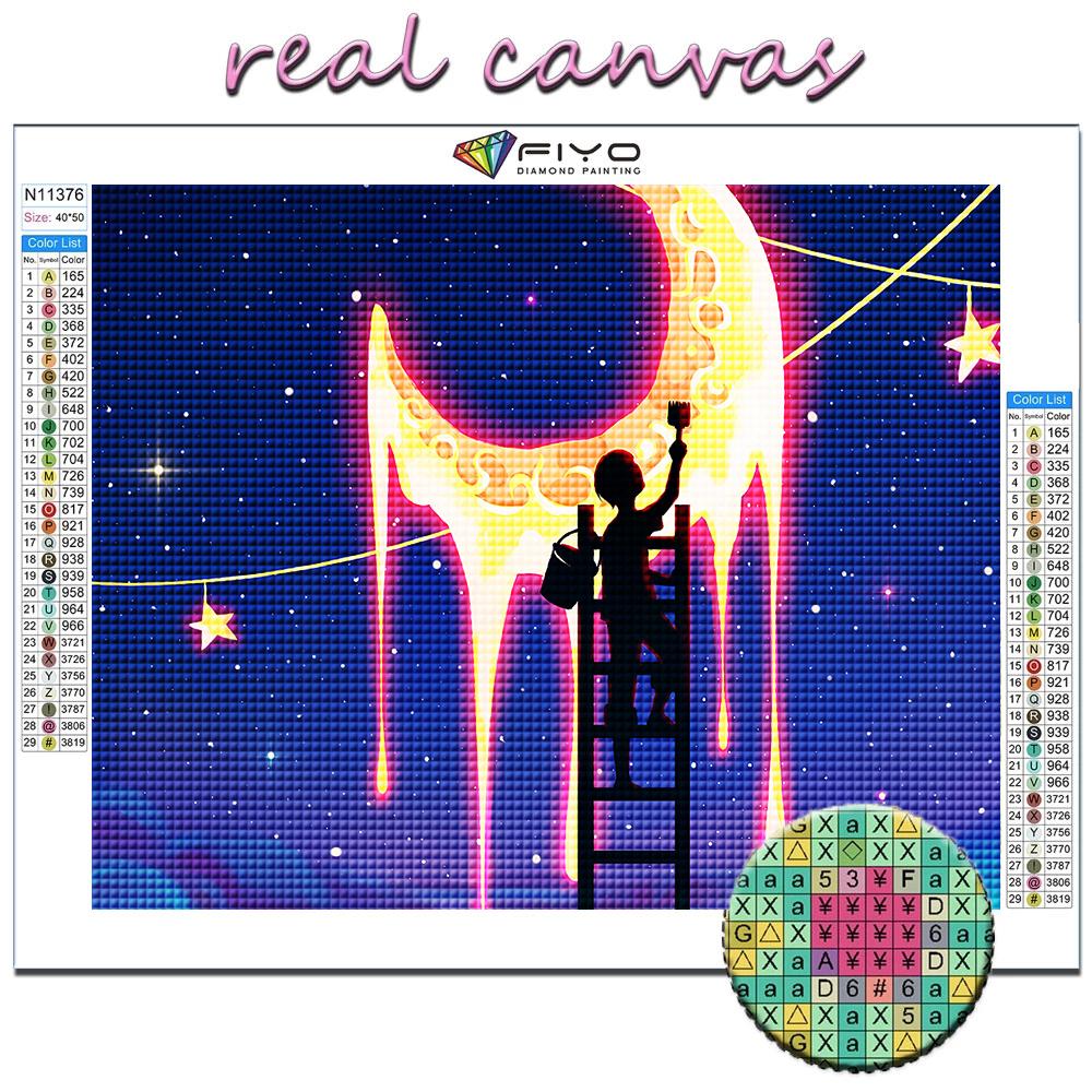 Kreuzstich-Set zum Selbermachen, Diamant-Stickerei, künstlerische Mond- und Sternenhimmel-Diamantmalerei, Heimdekoration