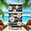 Retro Daisy & Stripe Beach Towel – Oversized Quick Dry Sand Free with Black & White Polka Dot Print for Summer