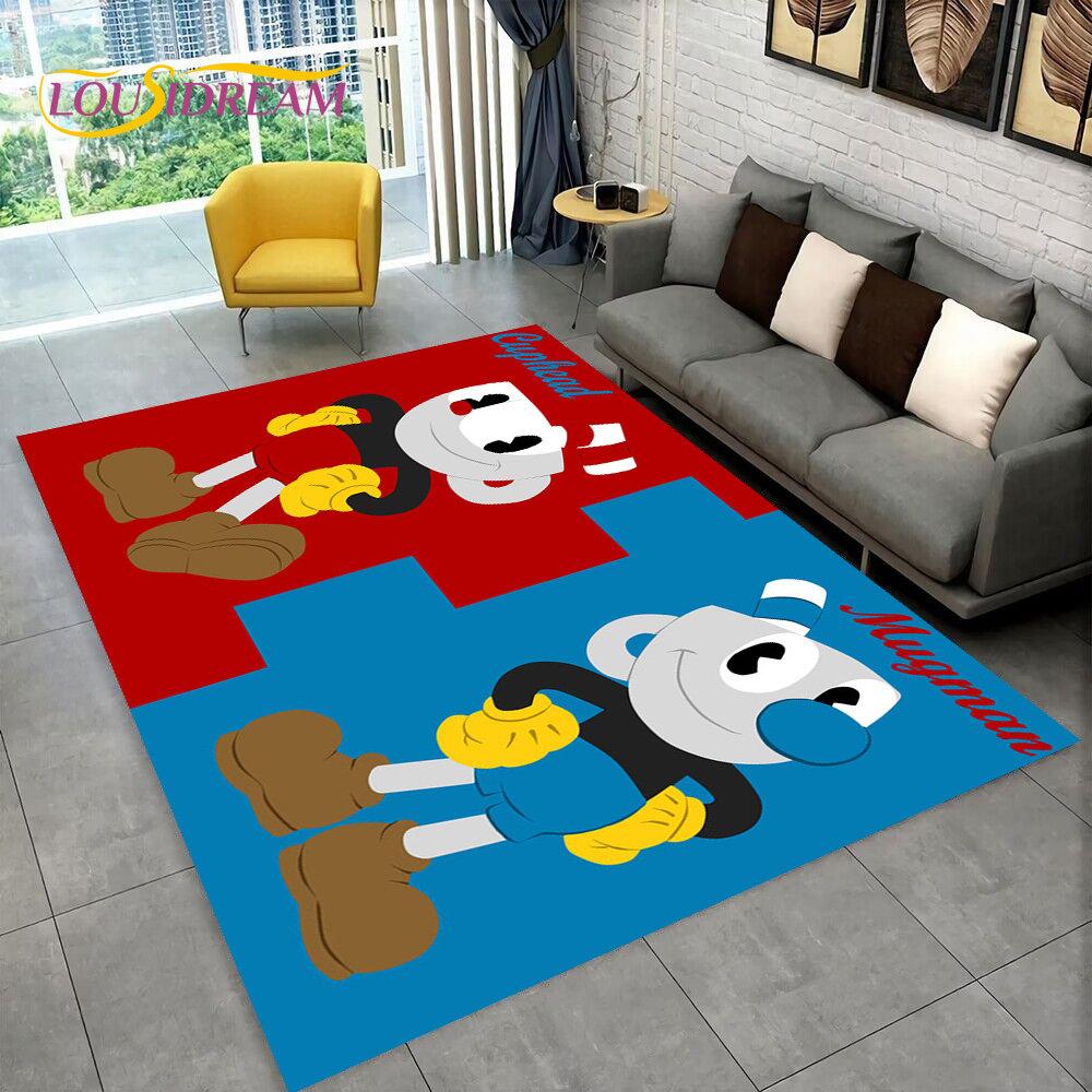 Juego, Cuphead y Mugman, alfombra para área de jugador, alfombra para sala de estar, dormitorio, decoración de felpudo para sofá, alfombra antideslizante para juegos de niños