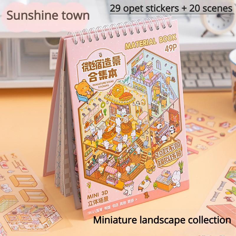 40Pcs 20in1 3D Landscape Stickers Collection Book Album Cartoon Scene DIY Toy Game Festival Christmas Birthday Gift for Kid