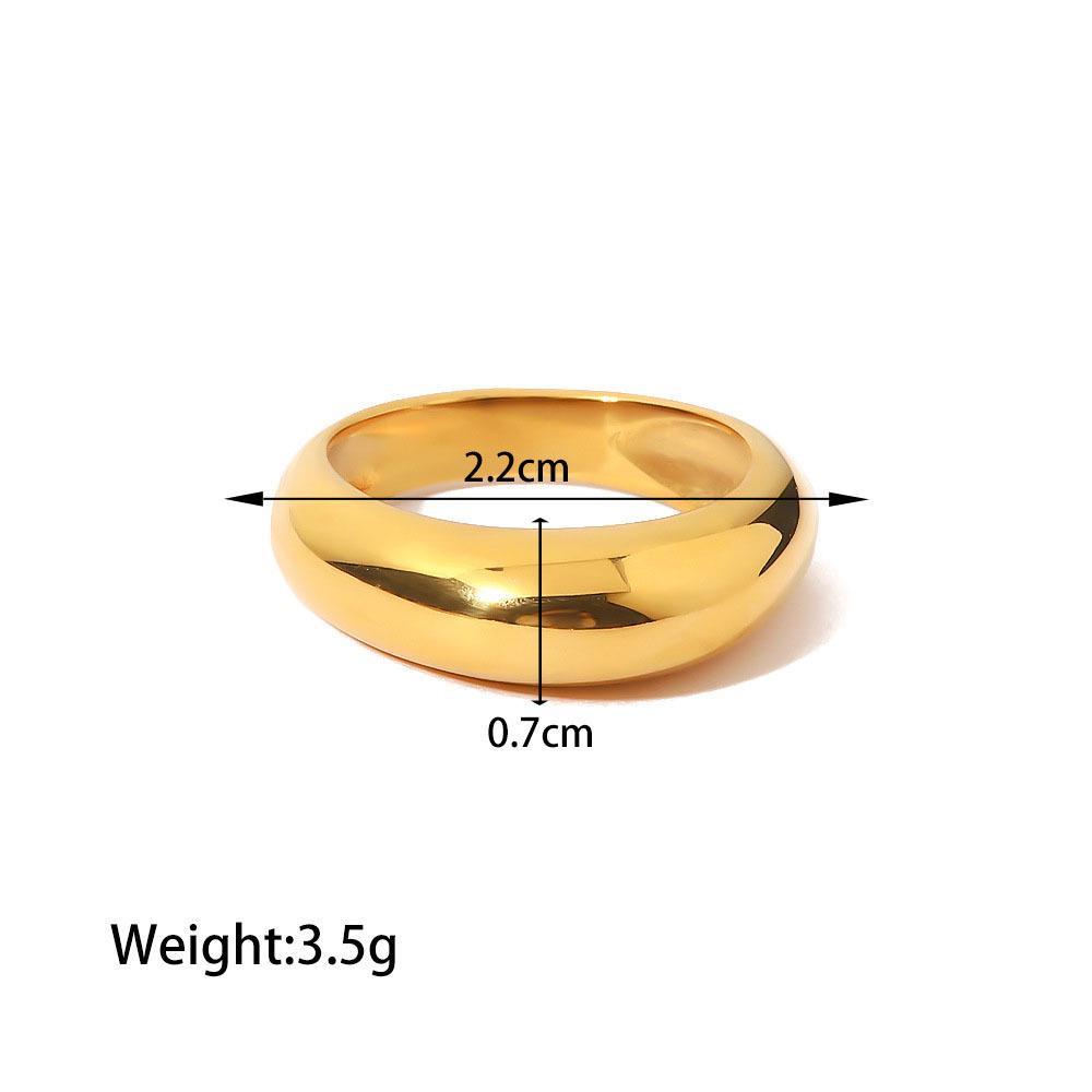 Minimalist Glossy Curved Women's Ring, 18K Gold-Plated Stainless Steel - European & American Trendy Jewelry