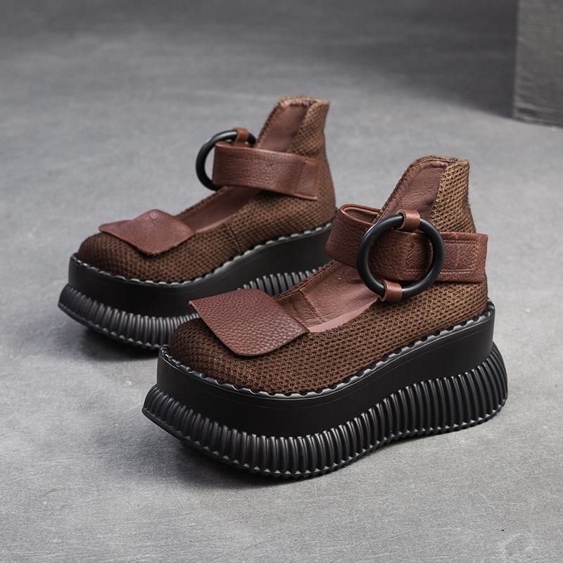 Spring new niche single shoes muffin heel sandals heightening doll shoes casual women's shoes