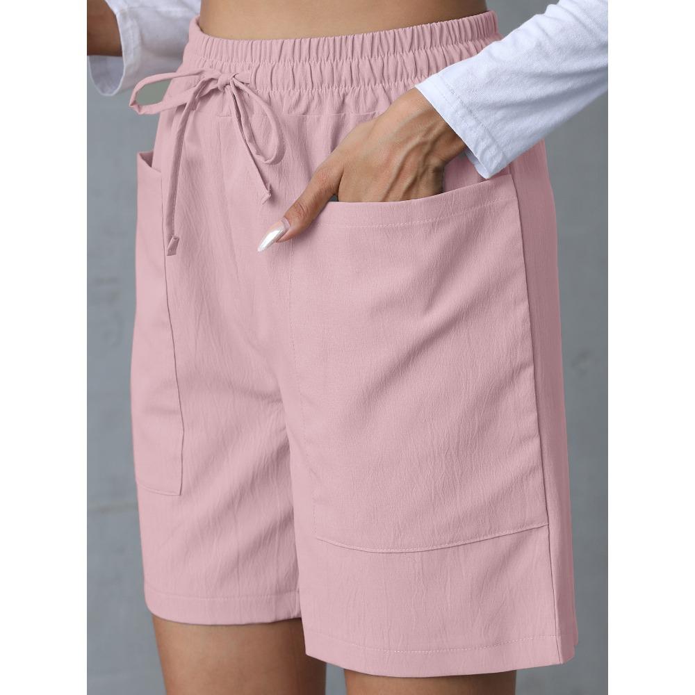 Trendy Women's Casual Drawstring Elastic Waist Relaxed Straight Leg Shorts, Lightweight Breathable Summer Shorts for Daily Wear & Outings shorts