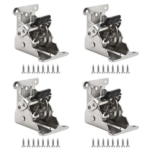 Charmoon Folding Hardware Set of 4 with Screws for 90-Degree Folding Legs, Tables, and Chairs, DIY Repair (Silver)