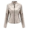 Women's Casual Fashion Slim Fit Thin Motorcycle Large Size Stand Collar Leather Jacket