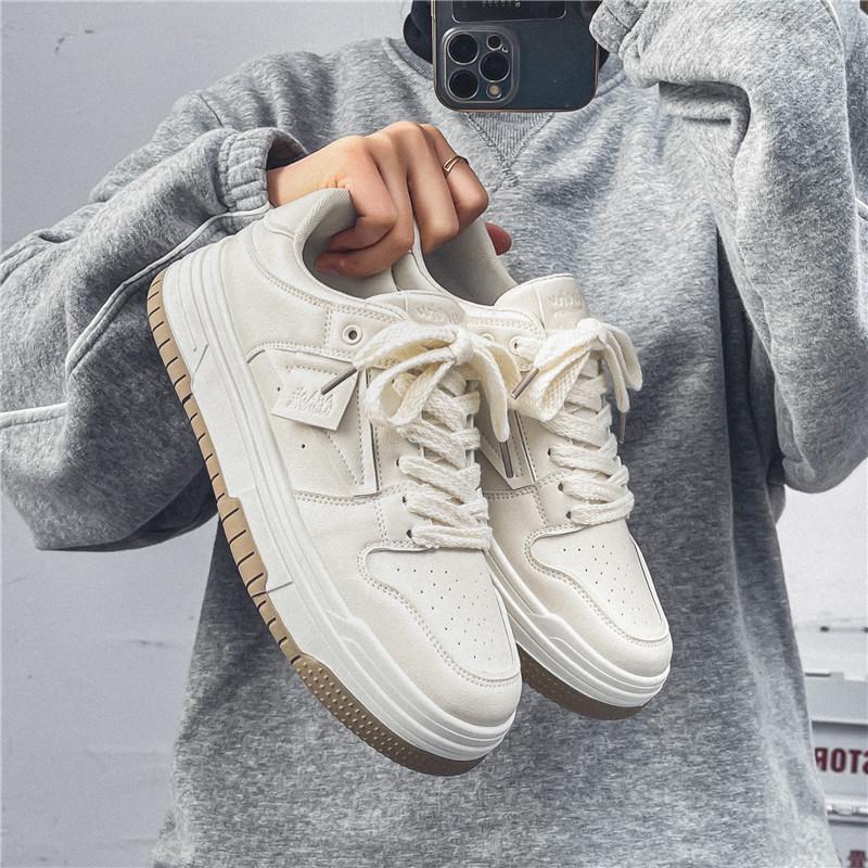 Meiretu 2024 Height-Boosting White Sneakers for Boys - Korean Style Spring Thick-Soled Casual Sports Shoes